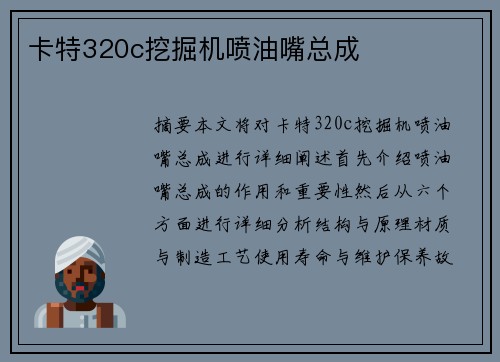 卡特320c挖掘机喷油嘴总成